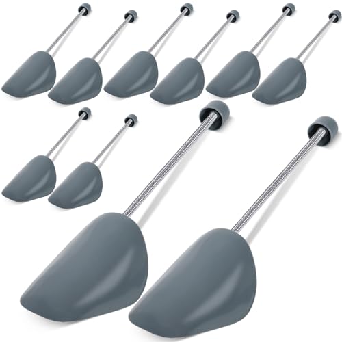 GUHAOOL 5 Pares de Zapatos de Plástico, Hormas de Plástico, Soporte de Resorte Ajustable, Variables Hasta la Talla 39-47, Ensanchador de Zapatos, Hormas para Zapatos(Tamaño de Hombre) Gris