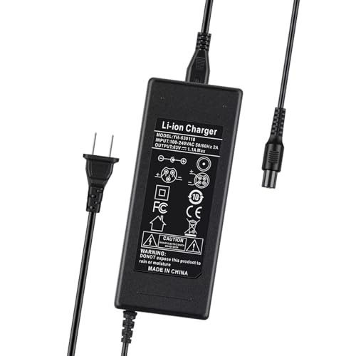 Abatinvo Cargador rápido para scooter de 63 V, 1,1 A, con conector de 4 pines, compatible con Ninebot S Scooter 63 V Segway Ninebot S, S Max, MiniPro, Go Kart, Go Kart Pro, cargador de batería de 54 V