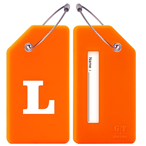 2 Pack Initial Letter Silicone Luggage Tag Baggage Handbag School Bag Suitcase Instrument Tag Orange By Gostwo (L) #TOP1