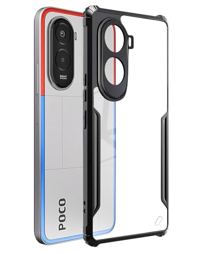 Image of SPAZY CASE Poco M7 Plus Back Cover | Transparent Crystal Clear Hard PC Back Case with TPU Bumper, Drop Protection Case Cover for Poco M7 Plus