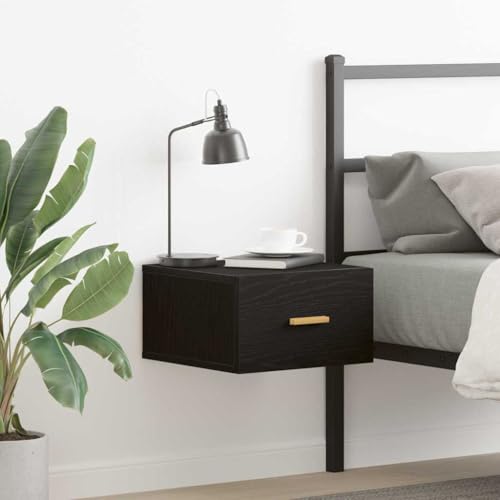 Table d'appoint avec espace de rangement suspendu chêne noir - 2