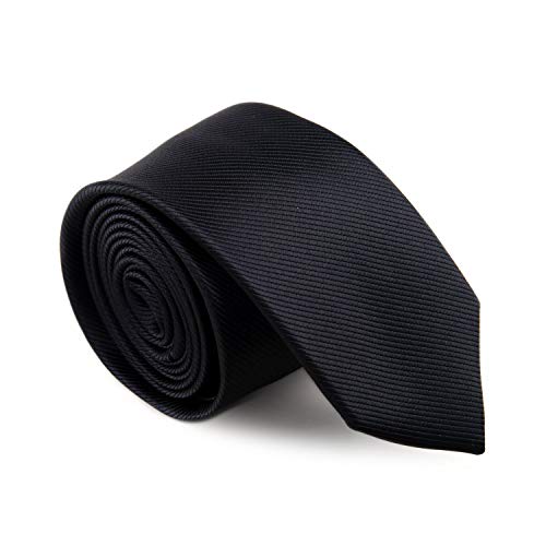 GENTSY ® Corbata Hecha a Mano para Hombre Ancho Estandar de 8 cm o Delgado 6 cm - Colores Solidos (K34 Negro)