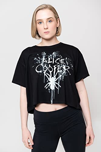 Générique Alice Cooper Femme T Shirt Noir Spider Splatter Glow Ink Officiel Boxy Fit - Les Beatles, Paul McCartney, John Lennon, RIngo Starr, George Harrison Générique Alice Cooper Femme T Shirt Noir Spider Splatter Glow Ink Officiel Boxy Fit – Image 6