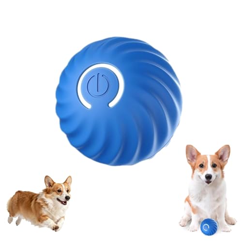 DONGFANGB 犬おもちゃ 電動 ボール 自動光の弾むボール TYPE-C充電式 犬 ボール 動くボール 光る 360度自動に回転 壊れにくい 中小型犬に向け 留守番中 運動不足対策 ストレス解消 (ブルー) - DONGFANGB - 商品画像