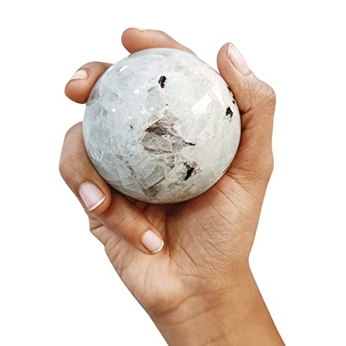 Image of Shubhanjali Feng Shui Rainbow Moonstone Crystal Ball for Vastu 150-200 Gm Natural Moonstone Stone Ball for Reiki Healing Crystal Healing Energy Positive Energy