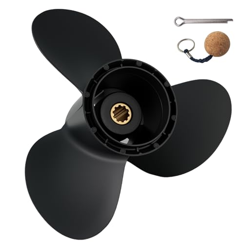 OEM Upgrade 10 1/4 x 10, 10 1/4 x 11, 10 1/4 x 13, 10 1/4 x 14 Aluminum Boat Propeller for Suzuki DT20 DT25 DF25 DT30 DF30 Outboard Engines, 3-Blade RH 10-Spline Hub (10 1/4 (dia) x 13 (pitch))
