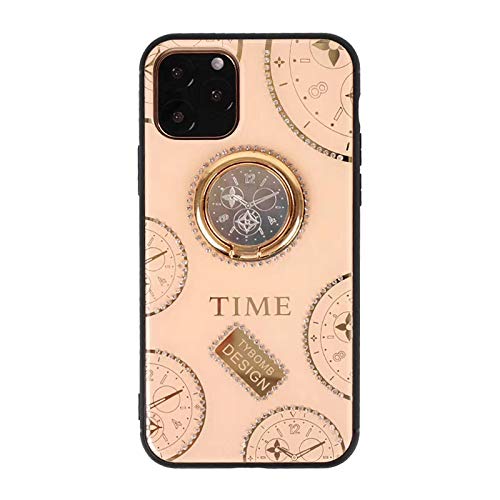 iPhone 11 Rhinestone Case,iPhone 11 Kickstand Case,Awin Luxurious Original Clock Watch Time Women Girls Soft TPU Shiny Rhinestone Case with Kickstand Ring for iPhone 11 6.1 inch 2019 (Rose Gold)