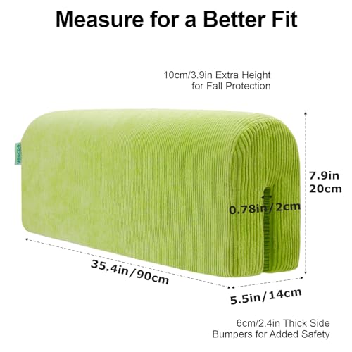 Image of AEOCOO Bed Bumpers for Toddlers, Size 3 Ft, Toddler Bed Rail Bumper Protector for Loft Beds & Bunk Beds, Bed Rail Height Extender Bed Guardrail, Anti-Bump | Fall Prevention, Green