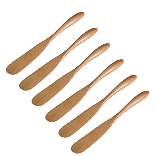 Miraclekoo Wooden Butter Knife Cheese Spreader 6.5", Restaurant Grade