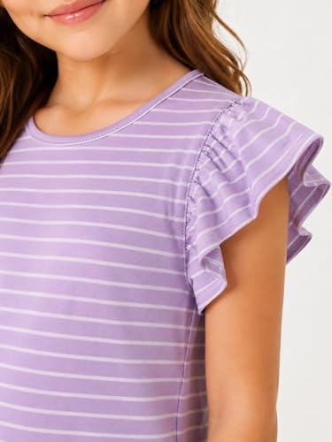 Image of Girls' Summer Shirts Cute Tops Ruffle Sleeve Crew Neck Casual Tees