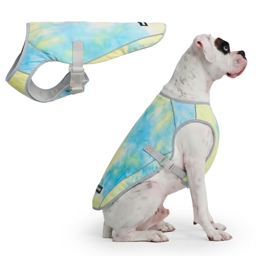 Image of Spark Paws Dog Cooling Vest - SPF 50 UV Sun Protection - Summer Heat Relief Gear for Dogs, Lightweight, Evaporative Cooling - Dog Anxiety Relief Vest During Hot Days - Tropical Storm, 3XL
