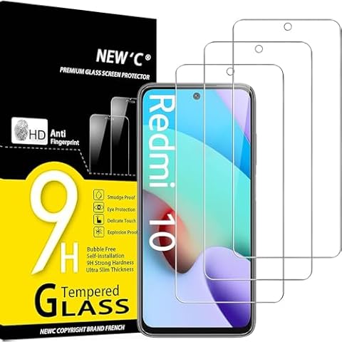 NEW'C Tempered Glass Screen Protector for Xiaomi Redmi 10 Cover