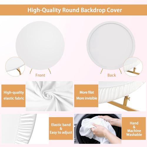 PartyPosh 6.5FT White Round Backdrop Cover with Zipper by PartyPosh - Used condition - Image 4