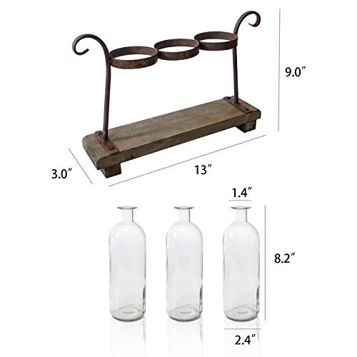 Funsoba Rustic Flower Vase Set With Rack Stand Farmhouse Glass Bottles For Decor Table Centerpieces #TOP5