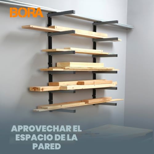 Miniatura 5 de Bora Organizador De Madera Y Estante De Metal De Almacenamiento De Madera Con Soporte De Pared De 6 Niveles - Uso En Interiores Y Exteriores, Negro Pbr-006b