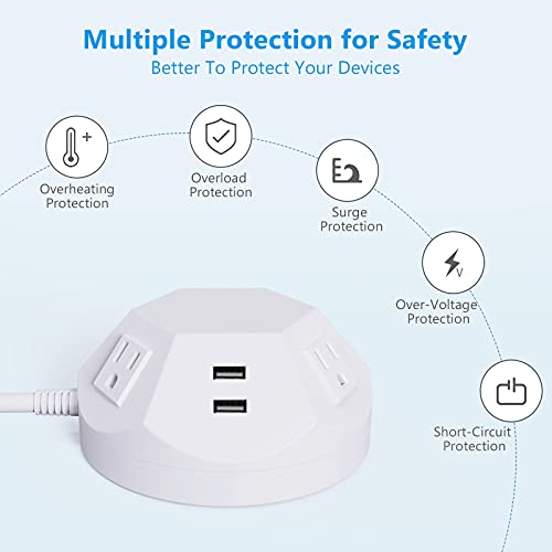 Surge Protector Power Strip Tower With Usb Ports, Wireless Charging Tower With 4 Ac Outlets & 4 Usb Ports, Multi Outlets Standing Power Strip, 6.56 Ft Extension Cord For Home Office Garage #TOP6