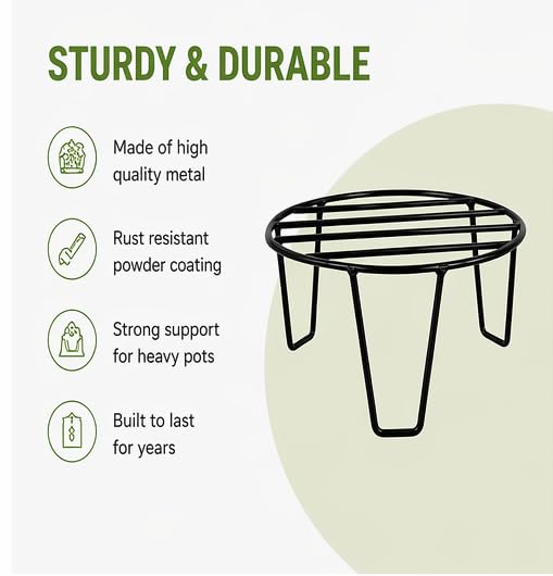 Image of Industry Strong Legs Metal Round Stands for Plant Pot and Flower Pot Black Stand Set of 4