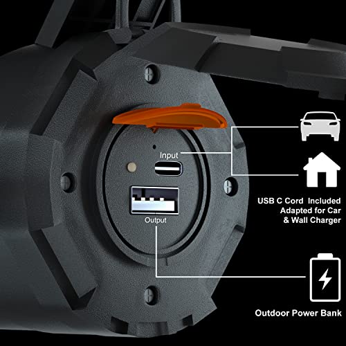 Buysight Rechargeable Spotlight Flashlight High Lumens 10000,Large Flashlight With 550 Yards Light Distance, Work Light Spot Lights Outdoor Handheld, Waterproof Searchlight With Stable Stand&Red Lens #TOP3