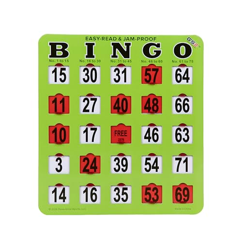 GSE Jumbo Easy-Read Shutter Slide Bingo Cards Bulk 25-Pack Reusable Cards