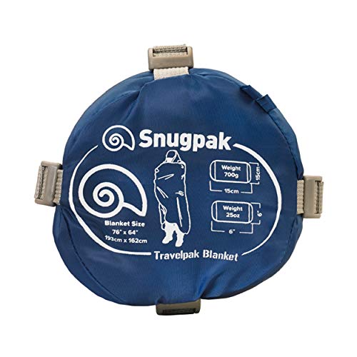 مراجعة بطانية Snugpak Travelpak خفيفة الوزن مع حقيبة ضغط (76×64 بوصة) — أزرق نفطي - الصورة 3