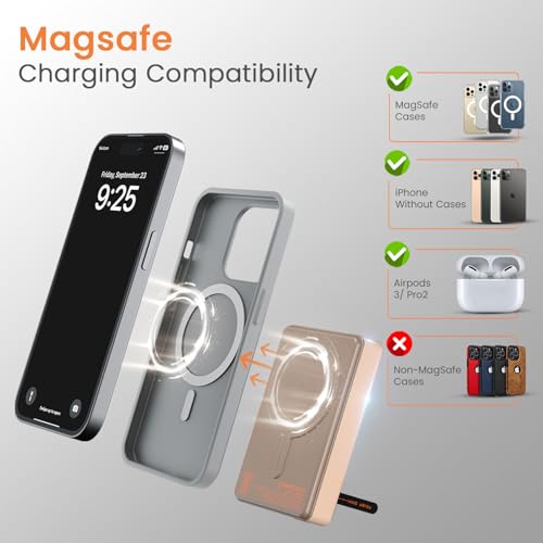 Image of Portronics Chyro 10000mAh Magnetic Wireless Fast Charging Powerbank with MagSafe Mobile Stand,in-Built Type C Cable,20W Max Output for iPhone 12 & Above, Android & Other Qi Enabled Devices(Mocha)