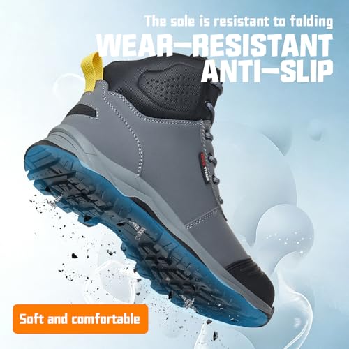 Image of Work Boots for Men,Lightweight Breathable High Top Steel Toe Boots,Unbreakable Steel Toe Shoes,Non Slip Safety Work Shoes.