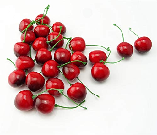 Image of Ulalaza 26Pcs Fake Cherry Artificial Fruits Model Lifelike Cherries Home House Kitchen Party Decoration Desk Ornament