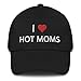 Hogue WS LLC I Heart Hot Moms Hat (Embroidered Dad Cap) I Love Moms Black,One Size