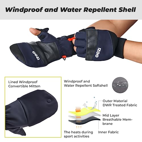 Oozi Winter Gloves For Men Women Touchscreen Gloves Cold Weather Warm Work Gloves For Hiking Running Cycling Driving (L, Black) #TOP1