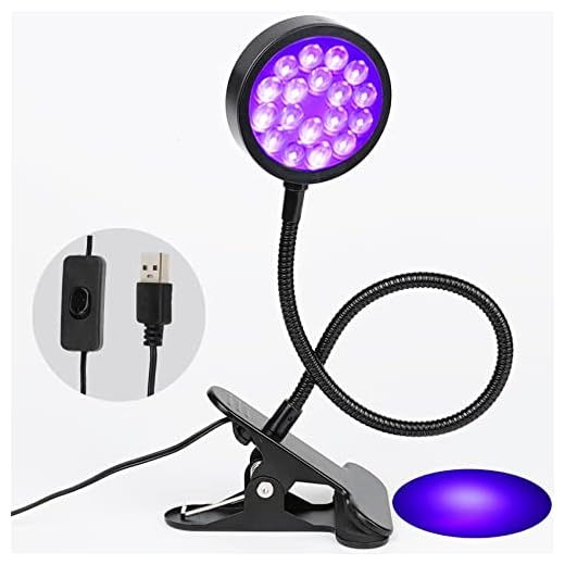UV LED Black Light Clamp Light with USB, Upgraded 5W 395nm Portable Gooseneck Lamp with Clip for UV Gel Nail, Pet Urine Detection,UV Glue Curing, Blacklight Posters, Fluorescent Paint, Resin Art