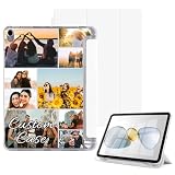 Custom Picture Case for iPad Pro 11-Inch M5/M4 2025/2024 (6th/5th Gen) with Pencil Holder Personalized Photo Collage Flip Cover Soft TPU Clear Back Slim Stand Shell Smart Auto Sleep/Wake, White