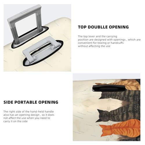 Four Cats Watching Rain Travel Luggage Covers - Elasticity Suitcase Covers Protector for Luggage 18-32 Inch4