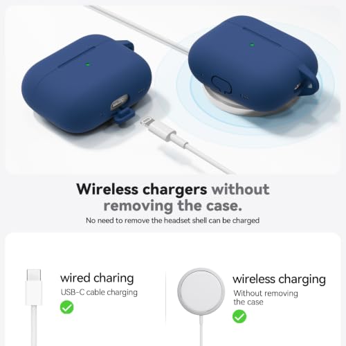 Image of Ljusmicker for AirPods Pro 3 Case 2025 with Cleaner Kit,Soft Silicone Protective Cover for Apple AirPods Pro 3rd Generation Cases for Women Men,for AirPod Pro 3 Cover with Keychain-Midnight Blue