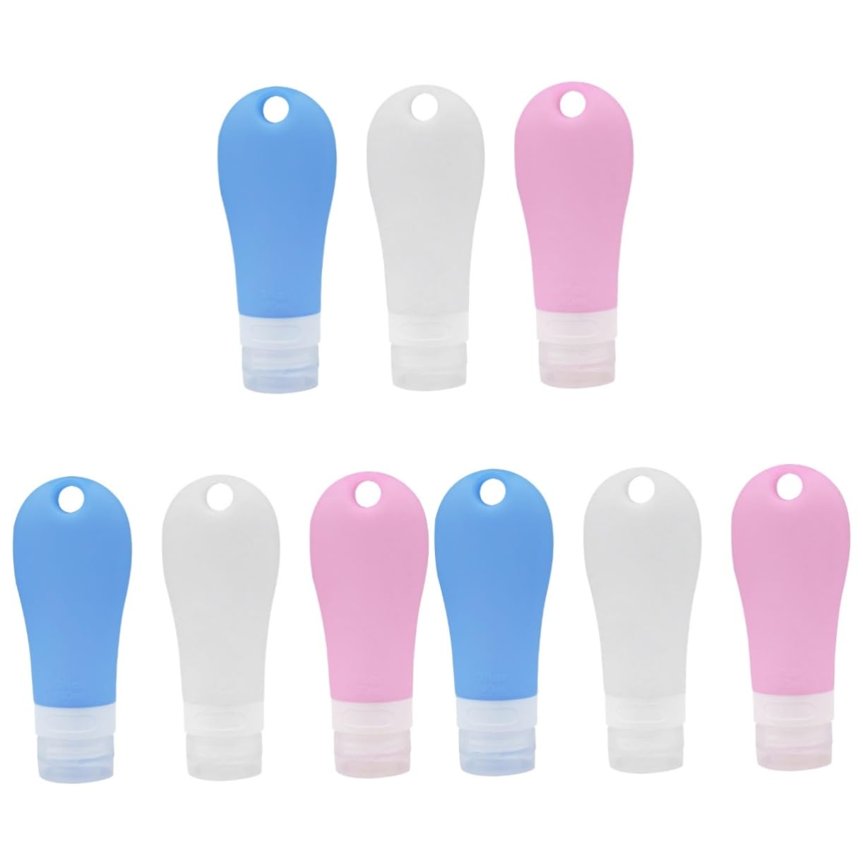 Didiseaon 9pezzi Flaconi Da Viaggio Silicone Da Contenitori Riutilizzabili Per Lozioni e Shampoo Impermeabili e Portatili Colori Blu Bianco e Rosa Per Viaggi e Attività All Aperto