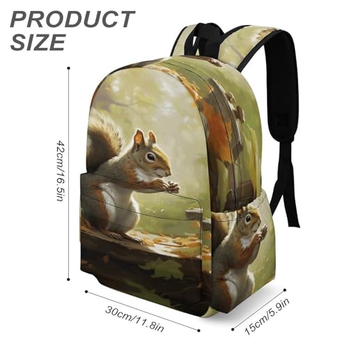 Squirrel Eats Nuts Printed Backpack Water-Resistant Pack Stylish Bag Lightweight Travel Backpack3