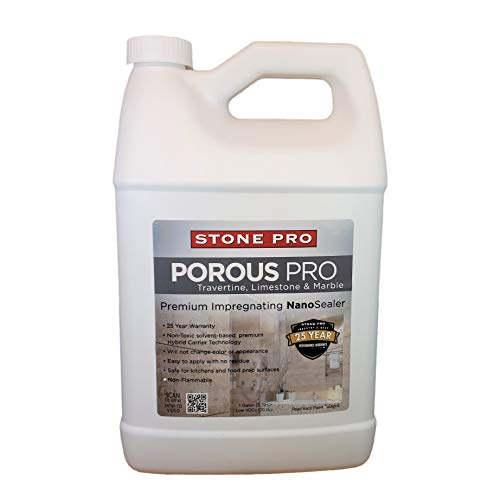 StonePro – Porous Pro Sealer (1 Gallon – 128 Fl Oz) (for Sealing Travertine, Limestone, Marble & Porous Stone) 