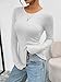 Trendy Queen Womens Long Sleeve T-Shirts Basic Crop Tops 2025 Fall Fashion Outfits Going Out Winter Clothes Oatmeal Grey M