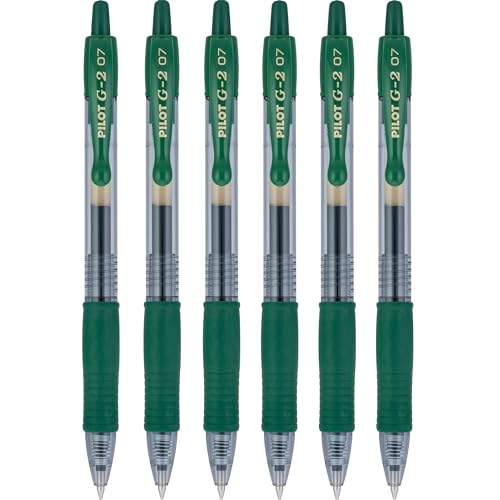 PILOT G2 Premium Refillable & Retractable Rolling Ball Gel Pens, 0.7mm Fine Point, Hunter Green, 6-Pack