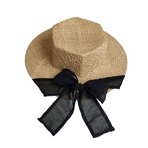 Chapeau de paille rétro femme grand bord capeline plage vacances