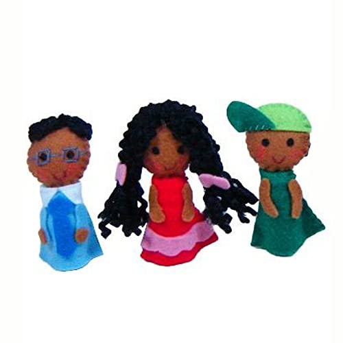Dedoches De Feltro - Família Afro Brasileiro - 5 Personagens - Multicolorido - 100% Artesanal