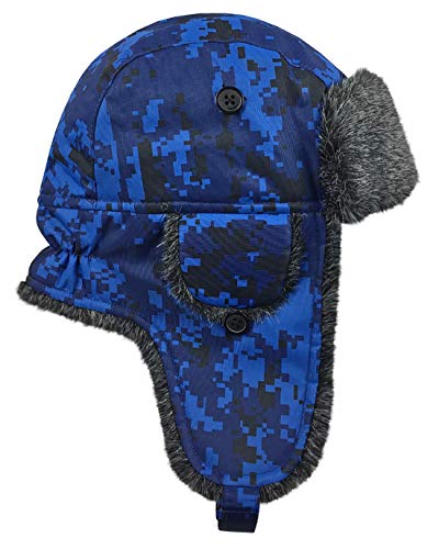 N'Ice Caps Kids Winter Trapper Hat with Large Ear Flaps (US, Age, 18 Months, 36 Months, Blue Digital Camo)