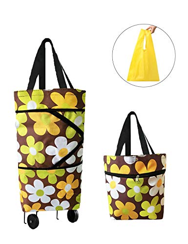 Collapsible Trolley Bags Folding Shopping Bag with Wheels Reusable Grocery Bags Fashion Rolling