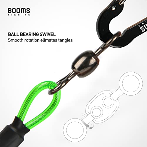 Booms Fishing T02 Fishing Pole Tether With 5.9" Belt, Kayak Paddle Leash, Paddle Board Fishing Accessories, Heavy Duty Fishing Lanyard For Fishing Tools/Rods/Paddles, Green 2Pcs #TOP4