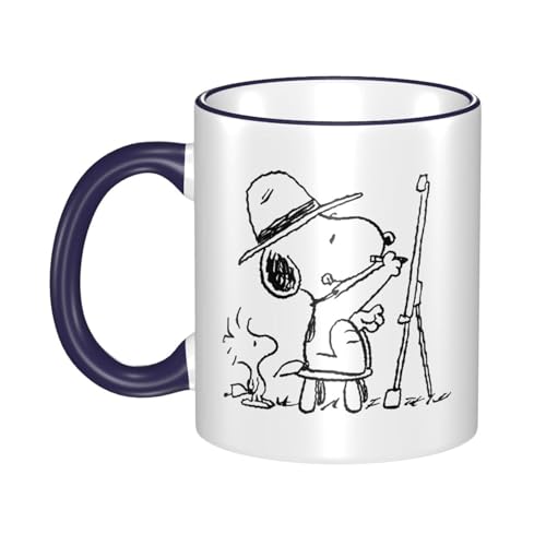 スヌーピー マグカップ 保温・保冷 電子レンジ対応 コーヒーカップ 陶器 セラミック 耐高温 軽量 個性人気 誕生日プレゼント大容量 Navy Blue