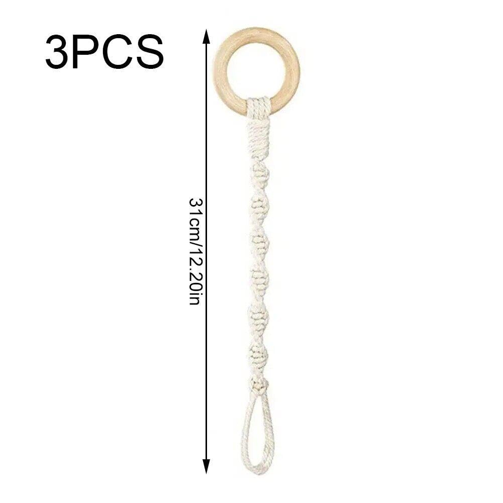 3 Rallonges De Suspension Pour Plantes En Macramé – Corde Connectable Avec Anneau En Bois, Longueur 31 Cm