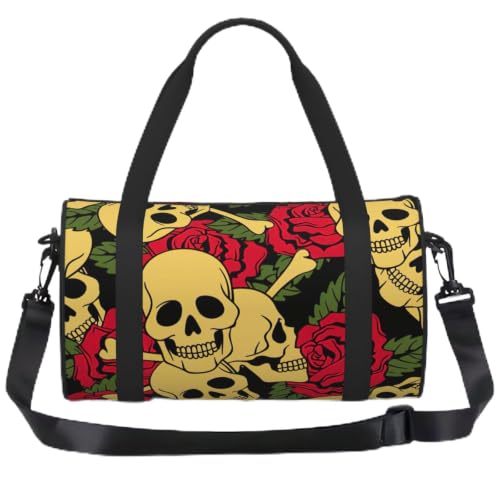 Mochila deportiva con diseño de rosa y calavera para vacaciones