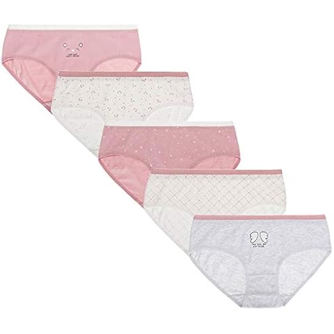 RosaObsta Big Girls Cotton Knickers Panties Underwear Hipster Teen Soft Bikini Briefs Lingerie Pink Color 5Pack Cover