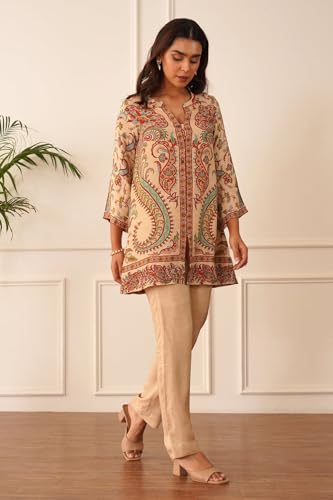 Image of ANNI Designer Women's Viscose Blend Straight Printed Kurta Set with Palazzo | Women Kurta Palazzo Set | Straight Kurta | 3 /4 Sleeve | Printed Kurta Set for Women
