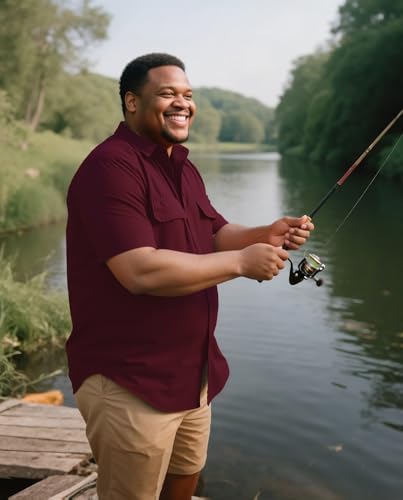 Big and Tall Button Down Shirt with Pockets for Men, 3XL-8XL Casual Summer Short Sleeve Shirts Soft Lightweight4