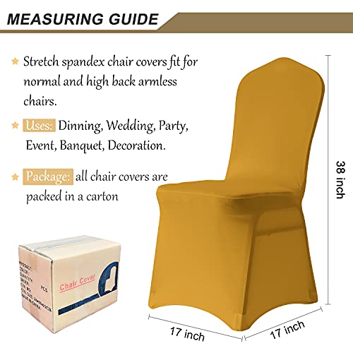 Manmengji Spandex Chair Covers 10 Pcs, Universal Stretch Chair Slipcovers Protector For Wedding Banquet Party Decoration (Dark Goldenrod) #TOP5